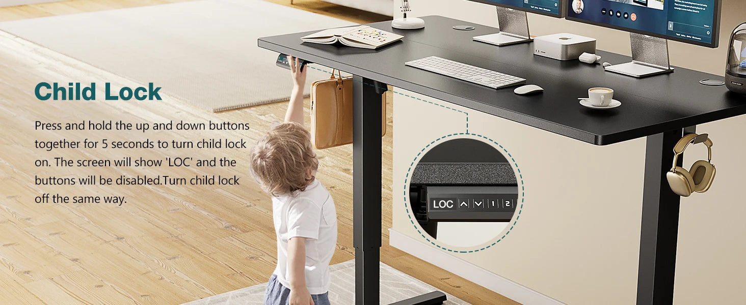 JHK Electric Adjustable Height Standing Computer Desk Ergonomic Sit Stand Up Down Computer Table Workstation For Home Office