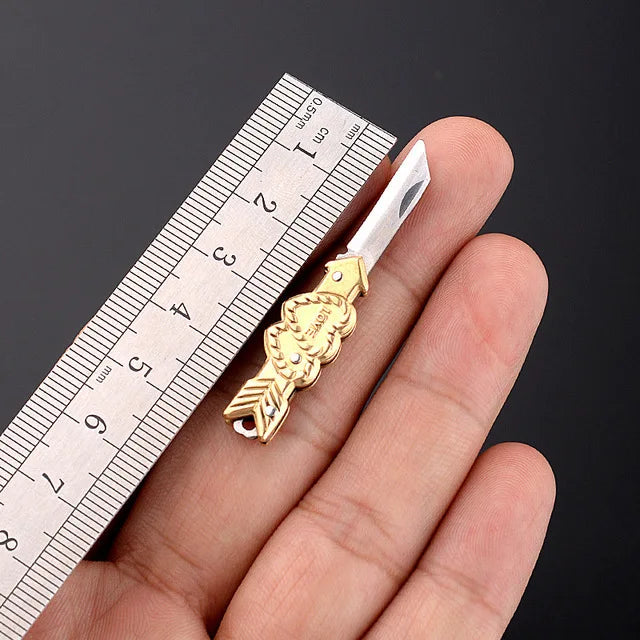 Mini Brass Folding Knife Keychain - EDC Survival Cutter
