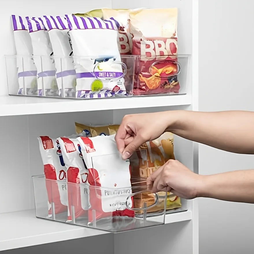 Clear Acrylic Refrigerator Organizer Bin with Removable Dividers
