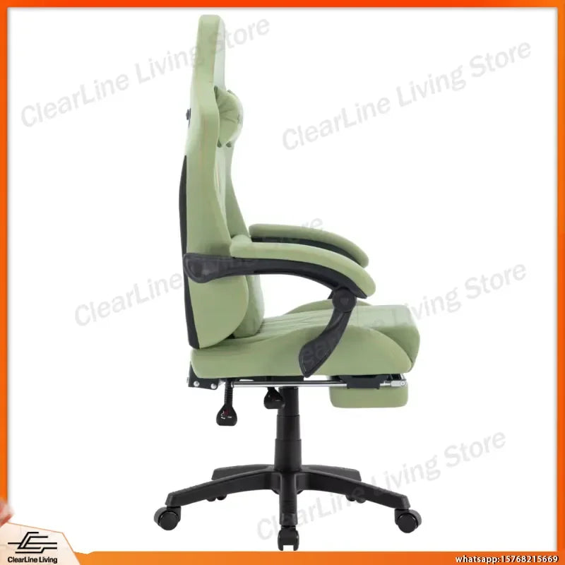 Ergonomic Gaming Chair with Pocket Spring Cushion & Footrest – Dark Green