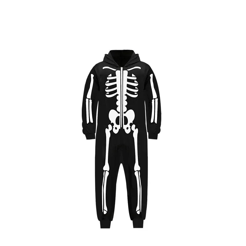 Parent-child Party Scary Skulls Cosplay Suits Luminous Skeleton Shape Costumes for Kids Adults Families Halloween Cos Clothing