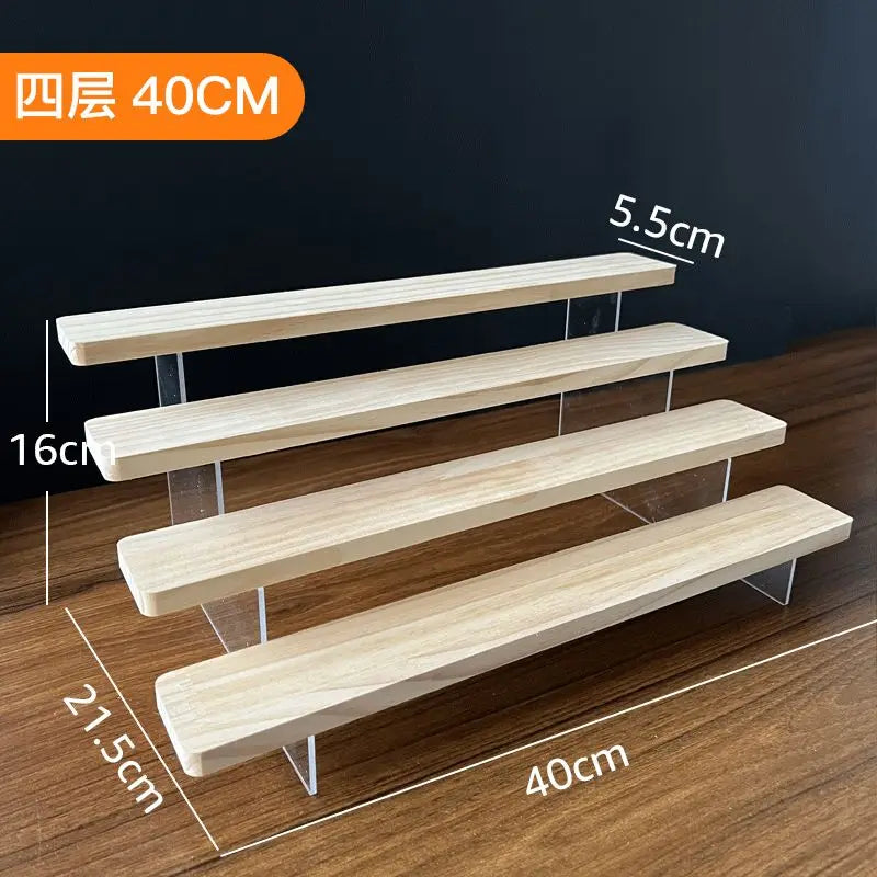 2-5 Layer Sturdy Wooden Acrylic Storage Rack for Blind Box Toys, Perfume Display Stand, Desktop Storage Shelf for Cosmetics