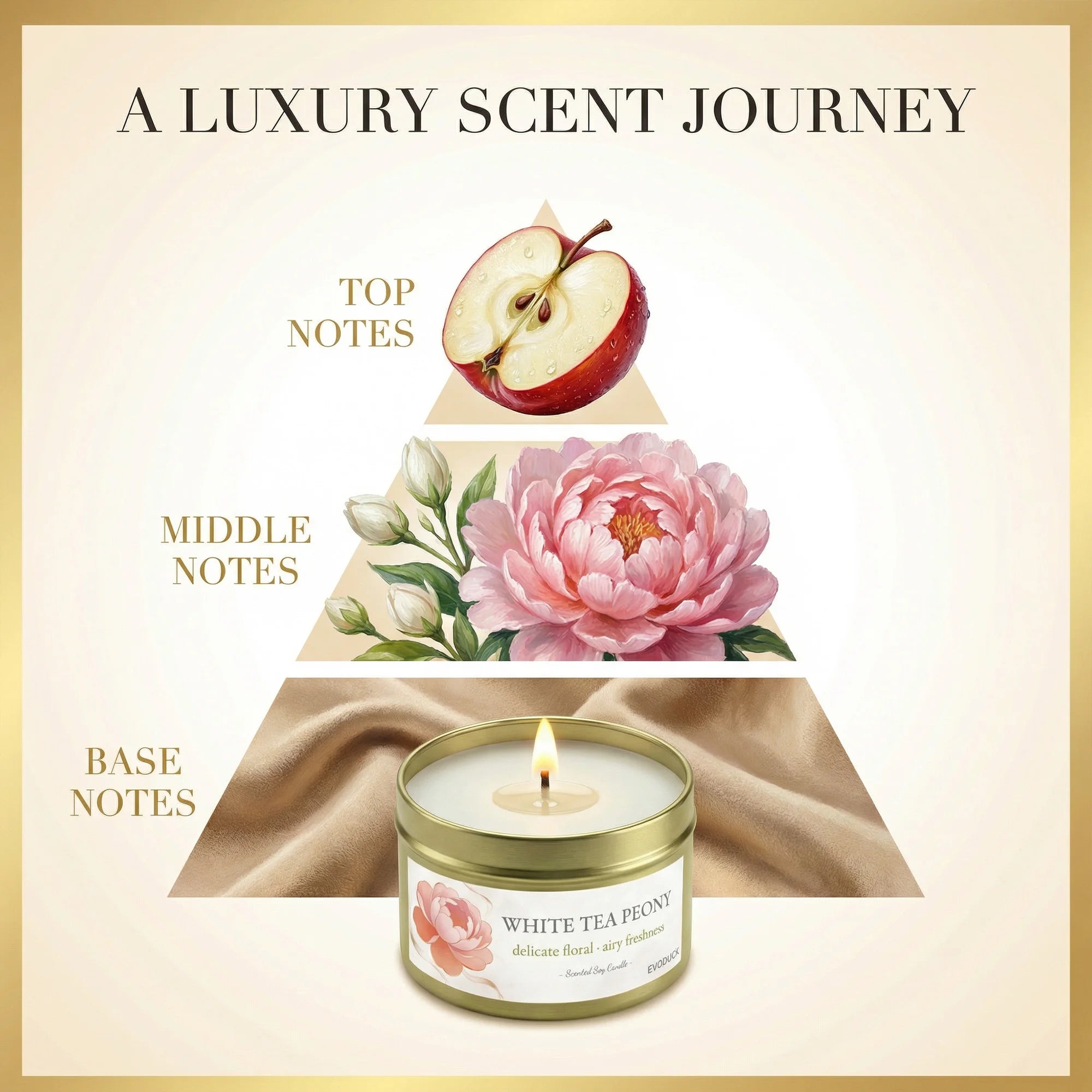 White Tea & Peony Candle – 3oz Soothing Gift for Women