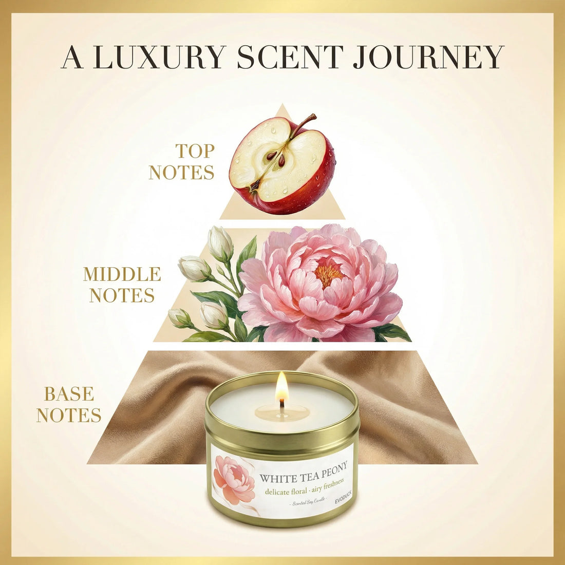 White Tea & Peony Candle – 3oz Soothing Gift for Women