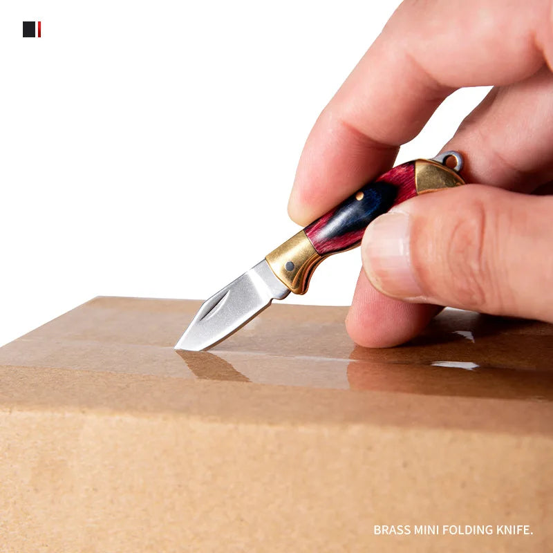 Mini Brass Folding Knife Keychain - EDC Survival Cutter