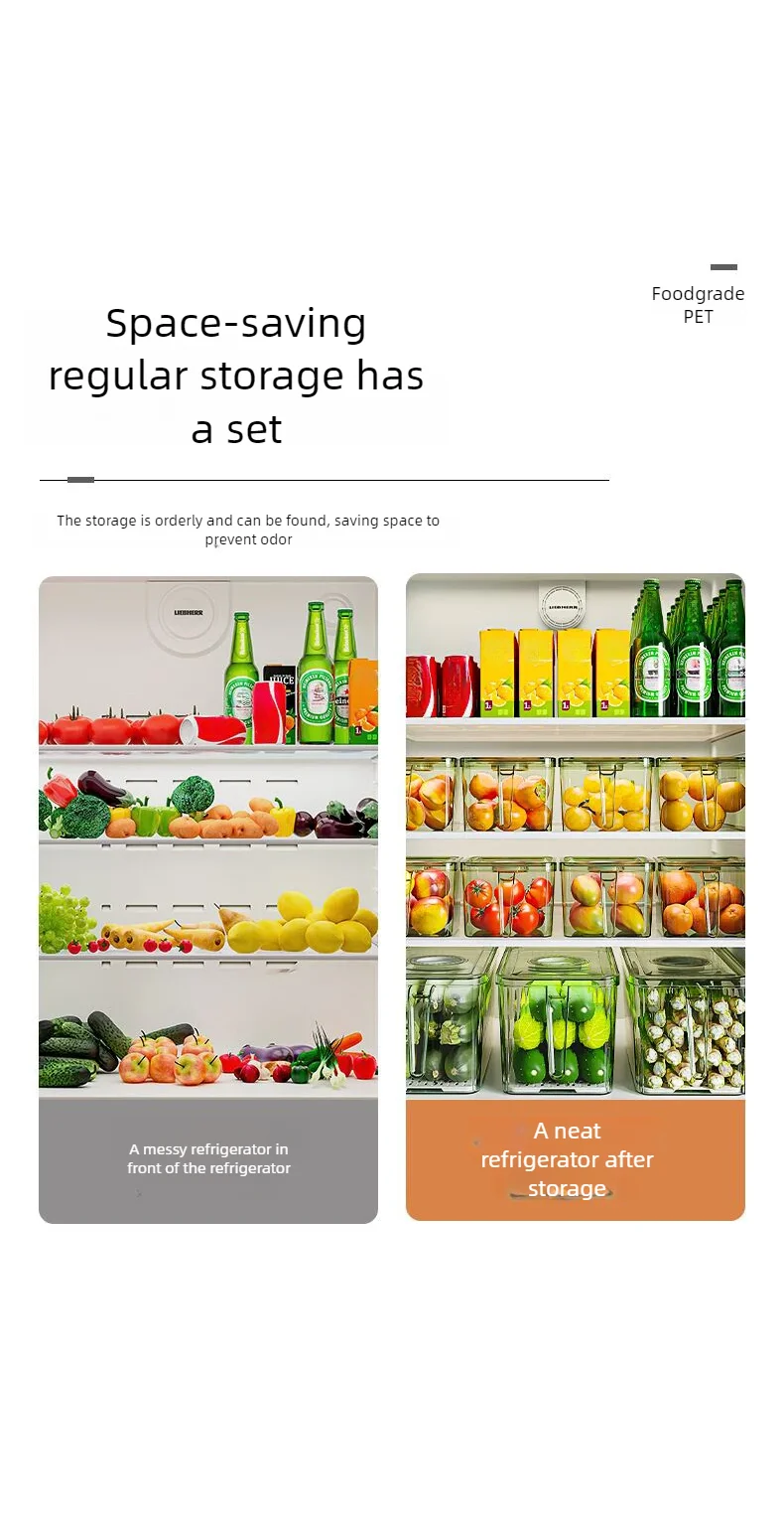 Stackable Freshness-Tracking Fridge Storage Box with Handle & Lid