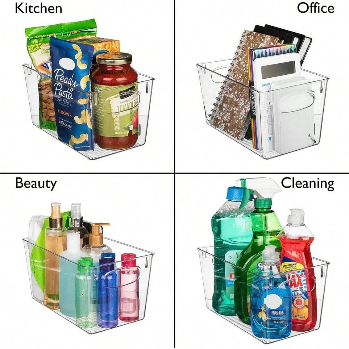 Multi-Purpose Clear Acrylic Storage Bins for Home Organization