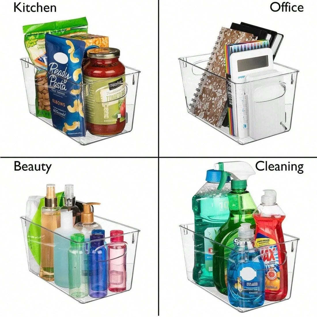Multi-Purpose Clear Acrylic Storage Bins for Home Organization