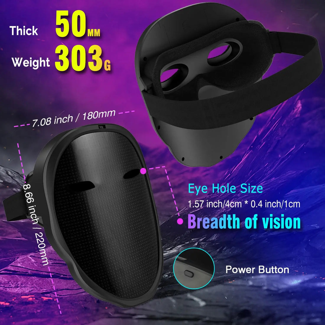 Party LED Light up Mask Gesture Sensing Smart Display LED Face Masks Programmable Bluetooth App Control Transforming Mask