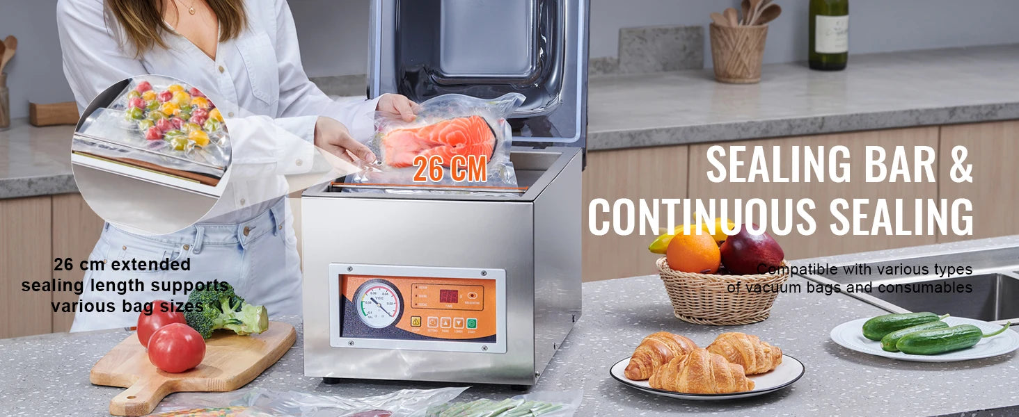 SucceBuy DZ-260S Vacuum Sealer 260W for Wet & Meat