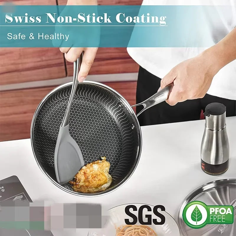 LMETJMA Nonstick Stainless Steel Frying Pan with Lid