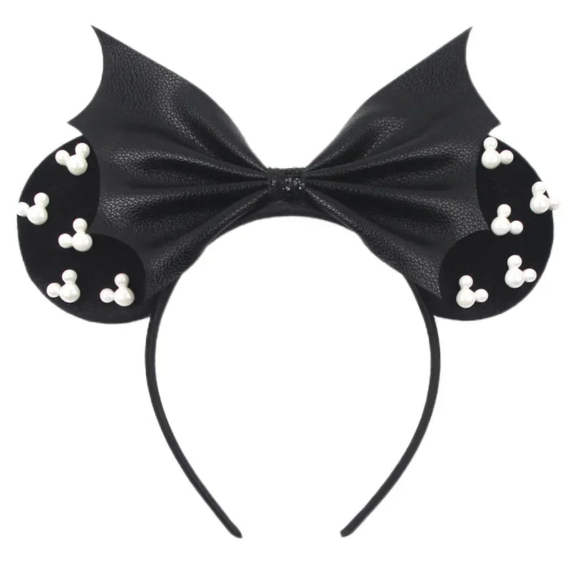 Disney Witch Bat Skeleton Ear Headband For Adults Kids Cosplay Halloween Hairband Women Girls Ghost Bows Party Hair Accessories