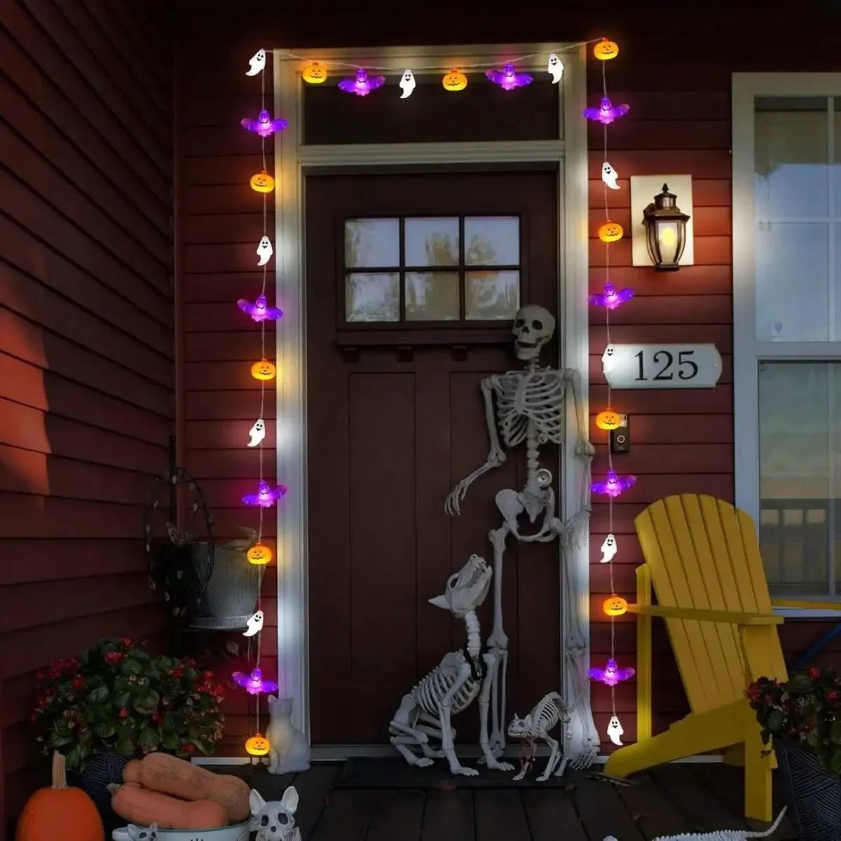1PC 10/20/40LEDS Halloween String Lights Battery Operated Pumpkin Bat Ghost Indoor Home Courtyard Halloween Decorative Lights