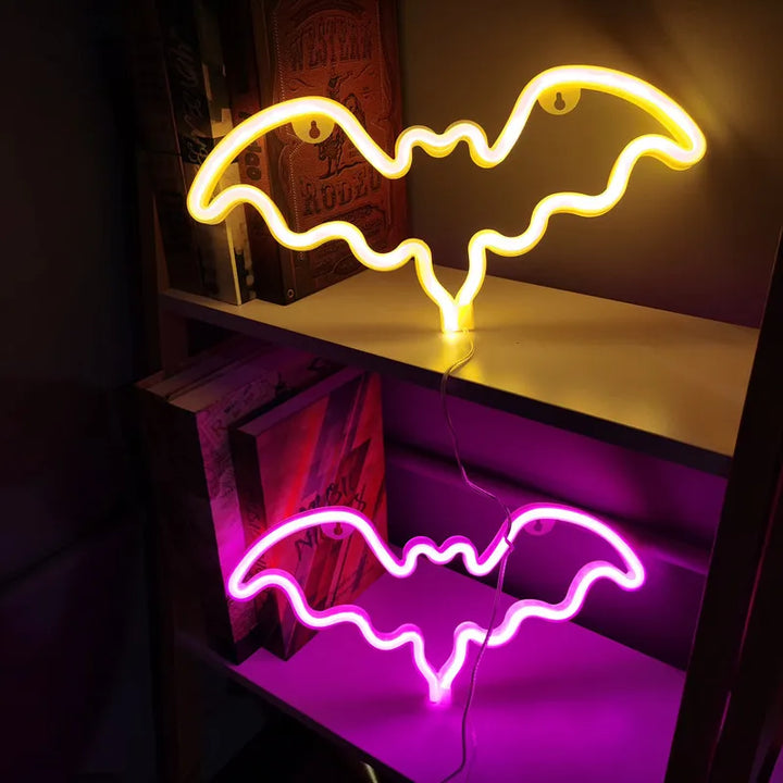 Neon Light Party LED Bat Colorful LED Light for Bedroom Decor Neon Sign Wallpaper Halloween Hang Decoration
