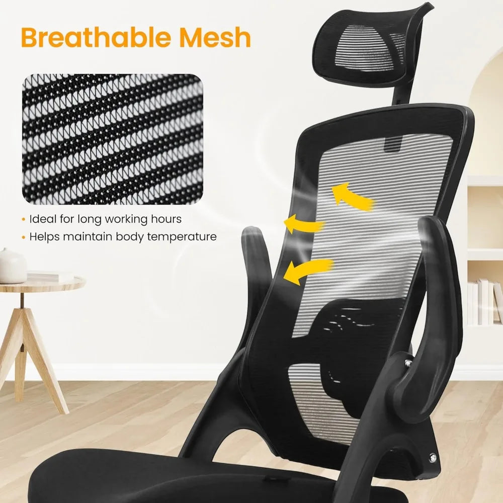 NEO CHAIR Ergonomic Adjustable Home Office Desk Chair High Back Computer Gaming Mesh Chair Comfy Task Adjustable Arms Lumbar