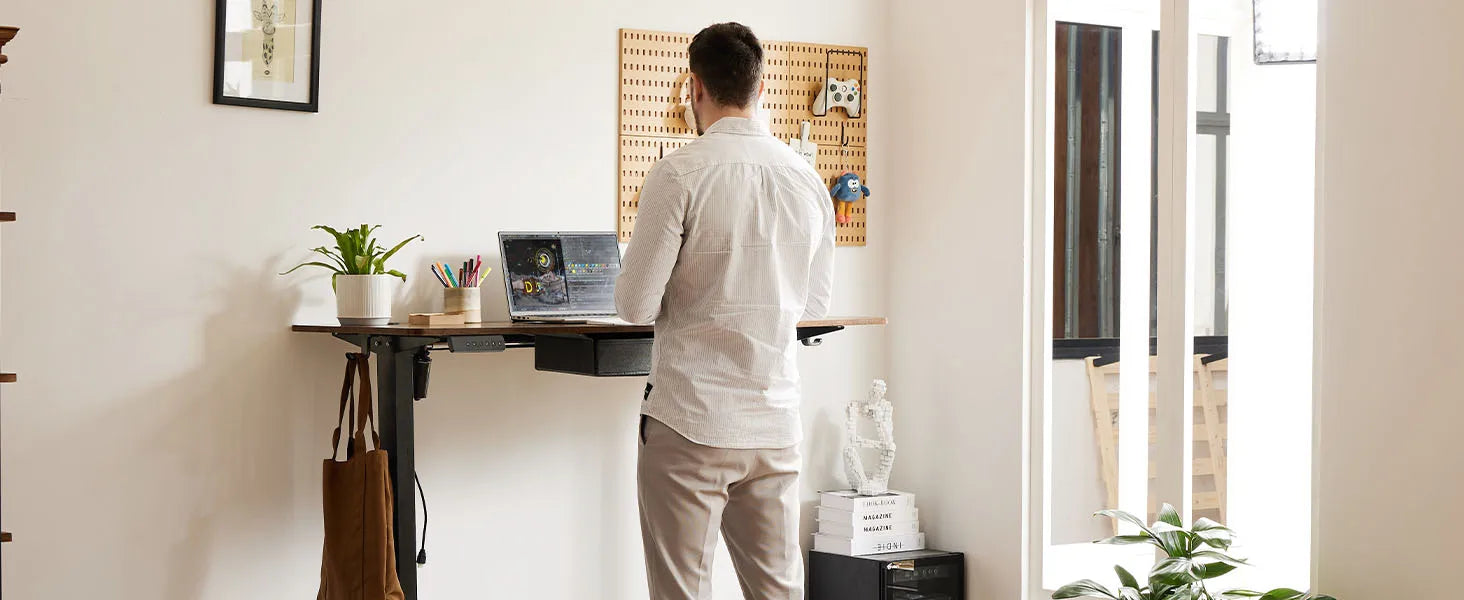 JHK  Ergonomic Electric Standing Desk Height Adjustable Computer Desk Large Work PC Table Home Office Writing Gaming Desks