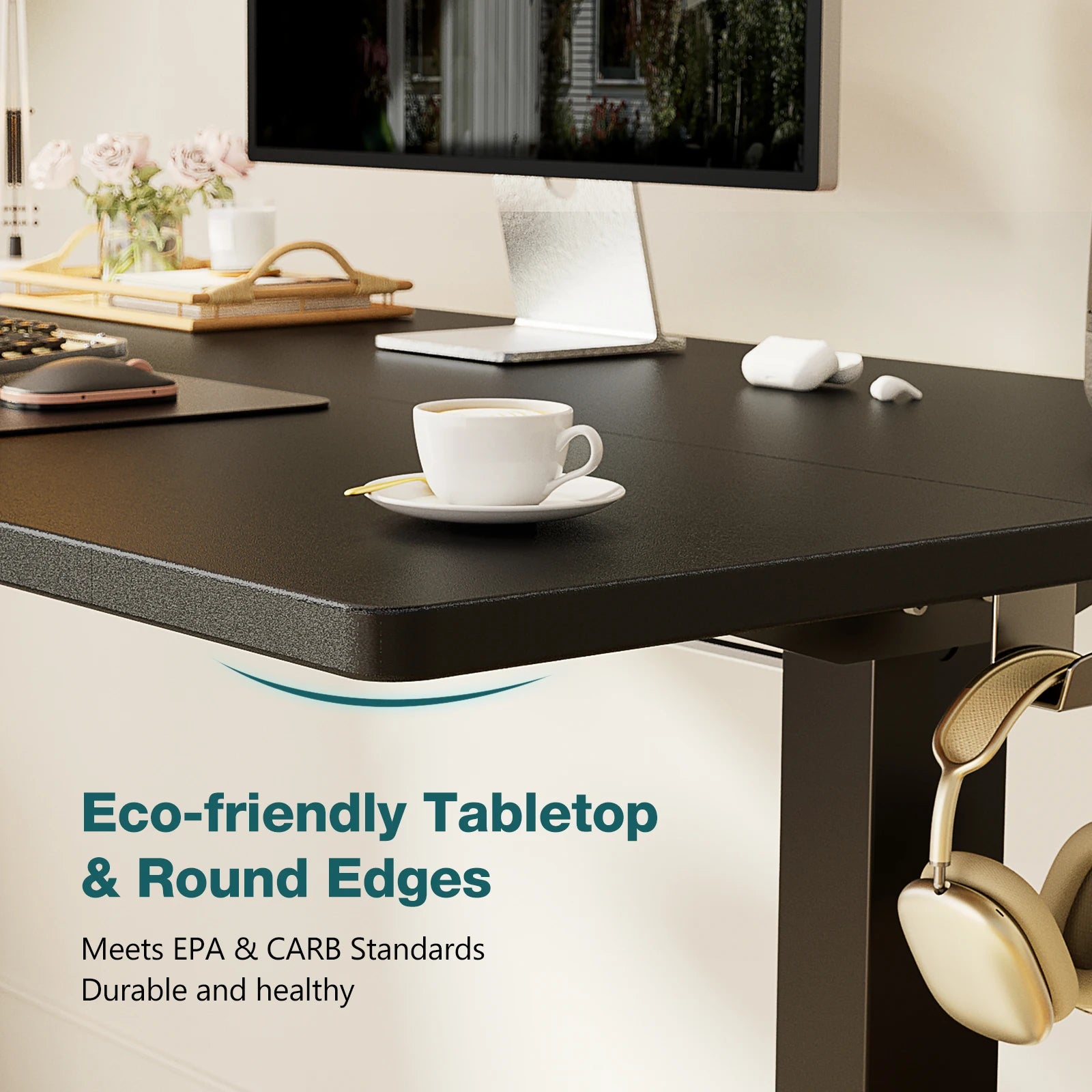 JHK Electric Adjustable Height Standing Computer Desk Ergonomic Sit Stand Up Down Computer Table Workstation For Home Office