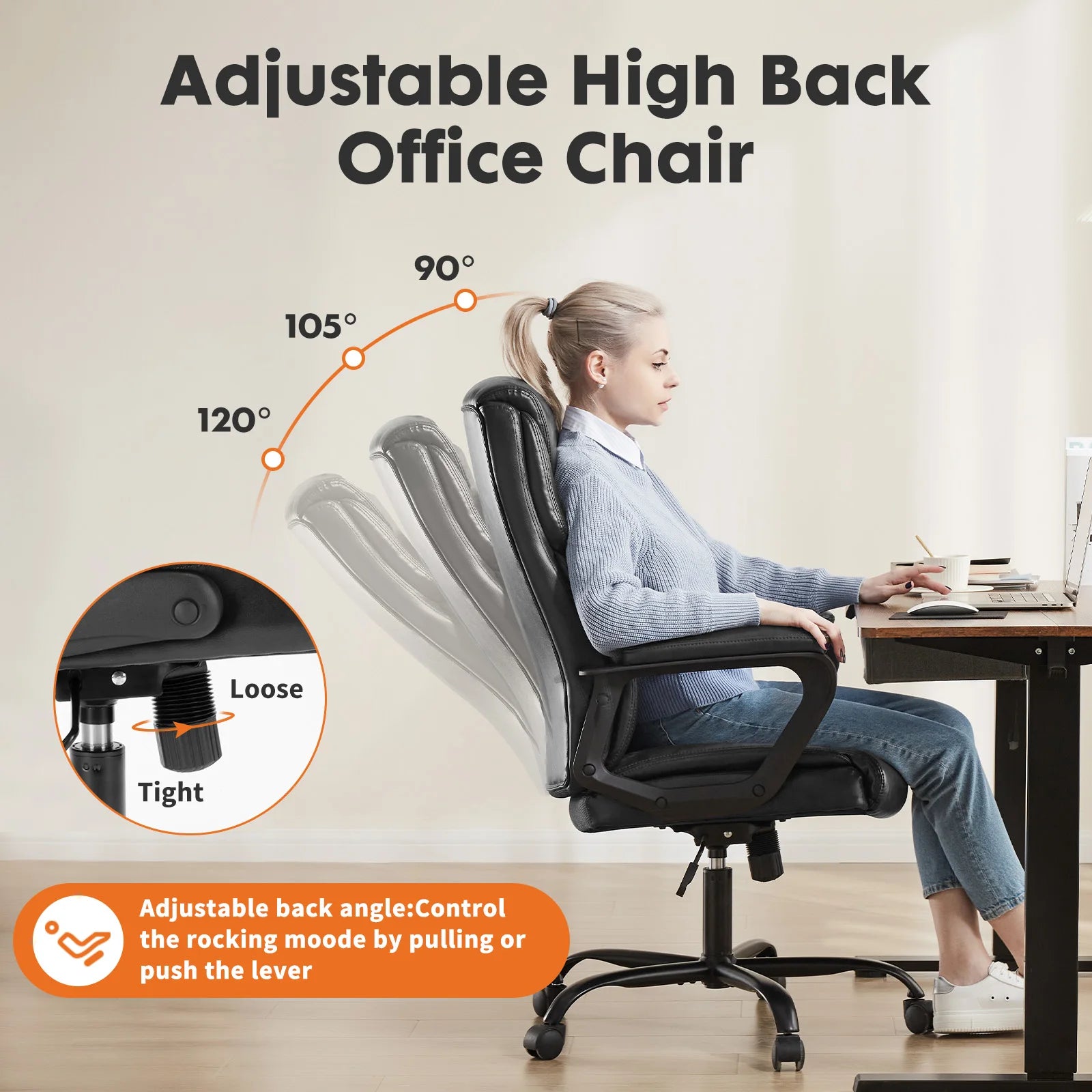 Ergonomic Brown PU Leather Swivel Gaming Chair