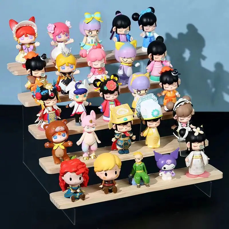 2-5 Layer Sturdy Wooden Acrylic Storage Rack for Blind Box Toys, Perfume Display Stand, Desktop Storage Shelf for Cosmetics