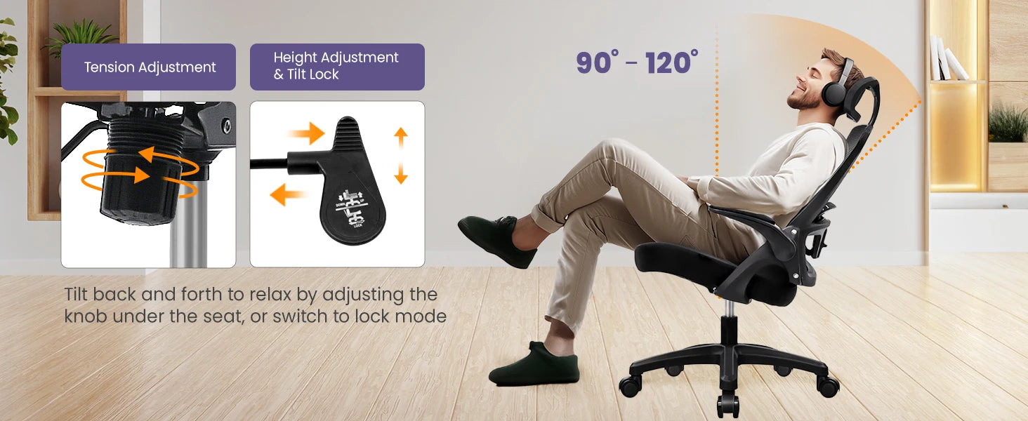 NEO CHAIR Ergonomic Adjustable Home Office Desk Chair High Back Computer Gaming Mesh Chair Comfy Task Adjustable Arms Lumbar