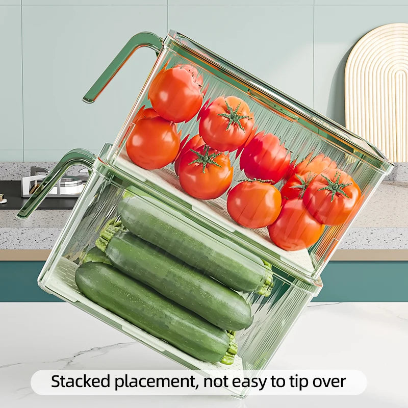 Stackable Freshness-Tracking Fridge Storage Box with Handle & Lid