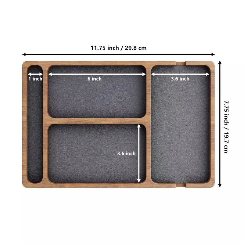 ooden Office Desktop Storage Box Solid Wood Partition Storage Box Mobile Phone Headphone Debris Storage Box Wooden Storage Tray