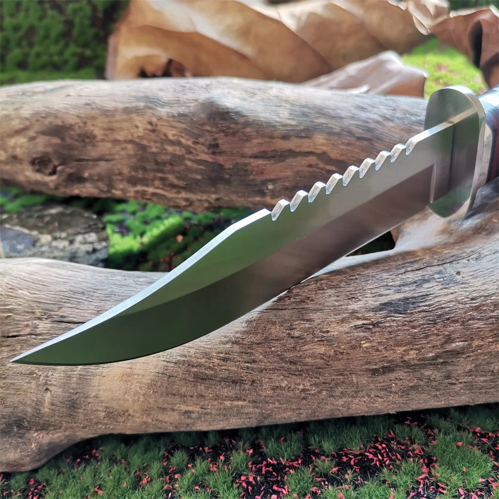 8CR15Mov Steel Hunting Knife with Wooden Handle & Sheath