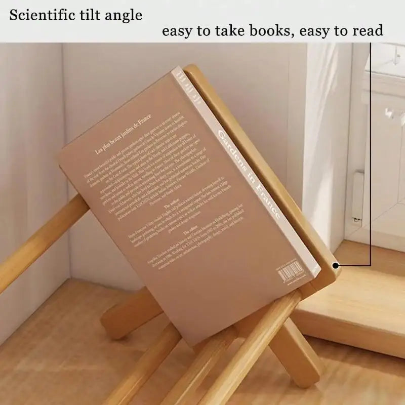 〔R〕X-Shaped Bamboo Desktop Book Rack - Minimalist Wooden Desk Organizer for Books & Folders& Office Supplies