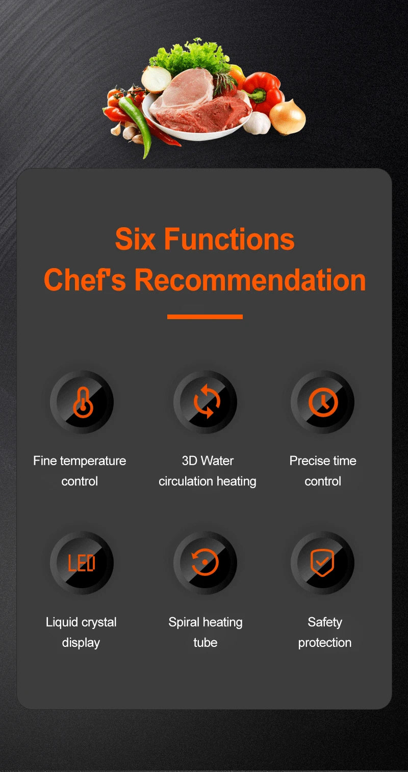 1800W Sous Vide Immersion Cooker LED Waterproof Precision