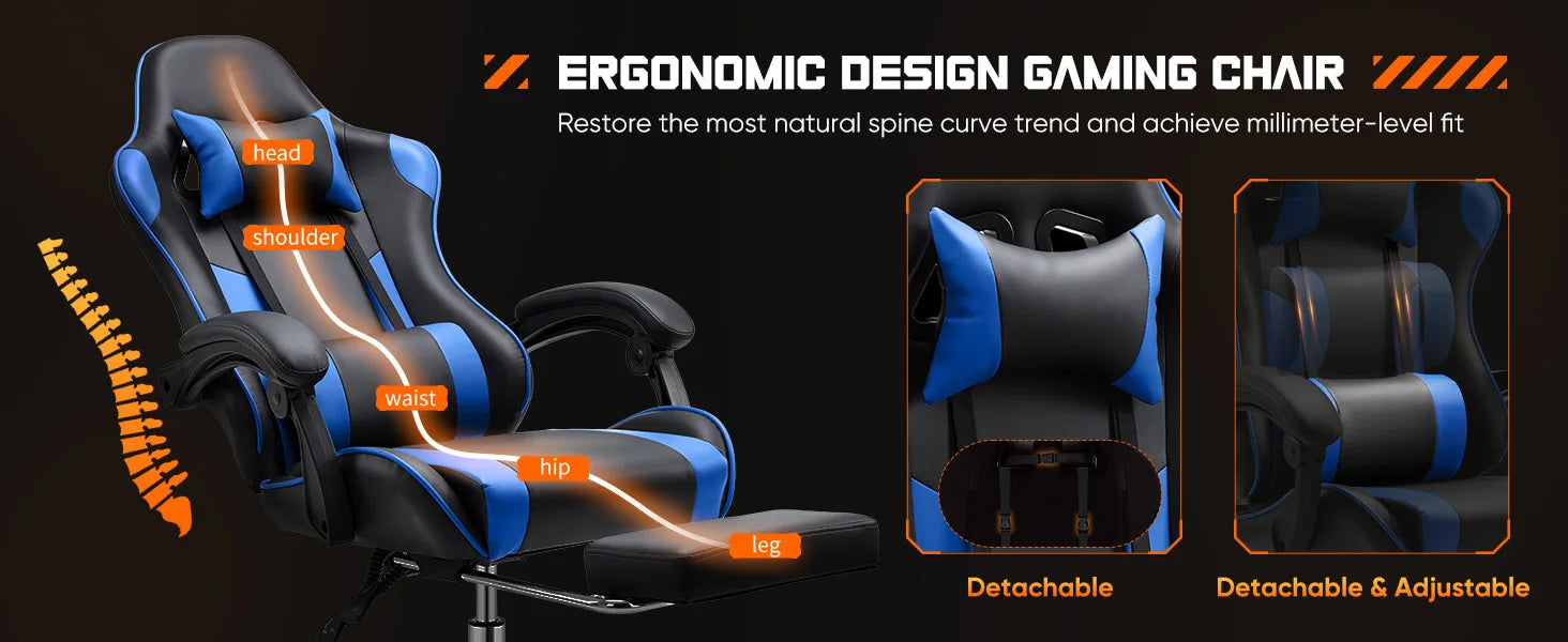 Red Ergonomic Gaming Chair with Lumbar Support