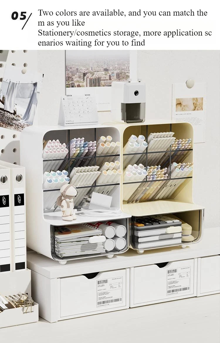 Inclined Pen Holder Student Writing Desk Stationery Storage Box Large Capacity Office Desktop Sundries Rack