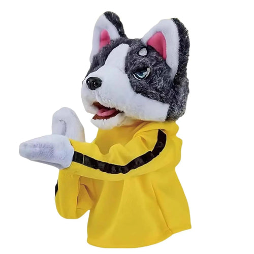 Kung Fu Husky Punching Puppet Gloves, Interactive Boxing Dog Toy for Kids, 1–2 Player Battle Game, Funny Plush Finger Puppet Toy for Party & Stress Relief