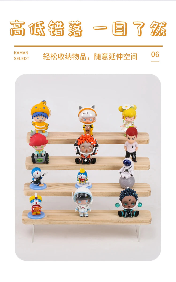 2-5 Layer Sturdy Wooden Acrylic Storage Rack for Blind Box Toys, Perfume Display Stand, Desktop Storage Shelf for Cosmetics