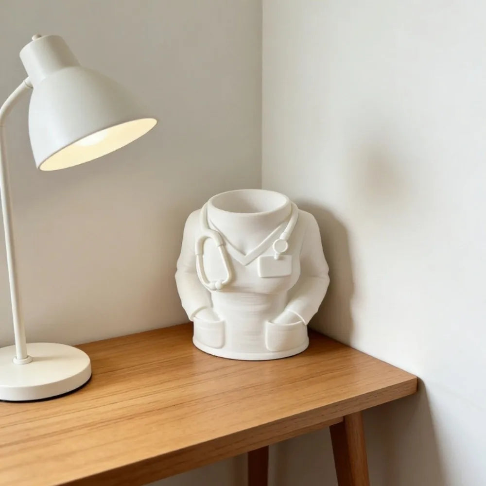 Creative Doctor and Nurse Figure Pen Holder Durable Multifunctional White Coat-Shaped Pen Holder 3D Printing Chic