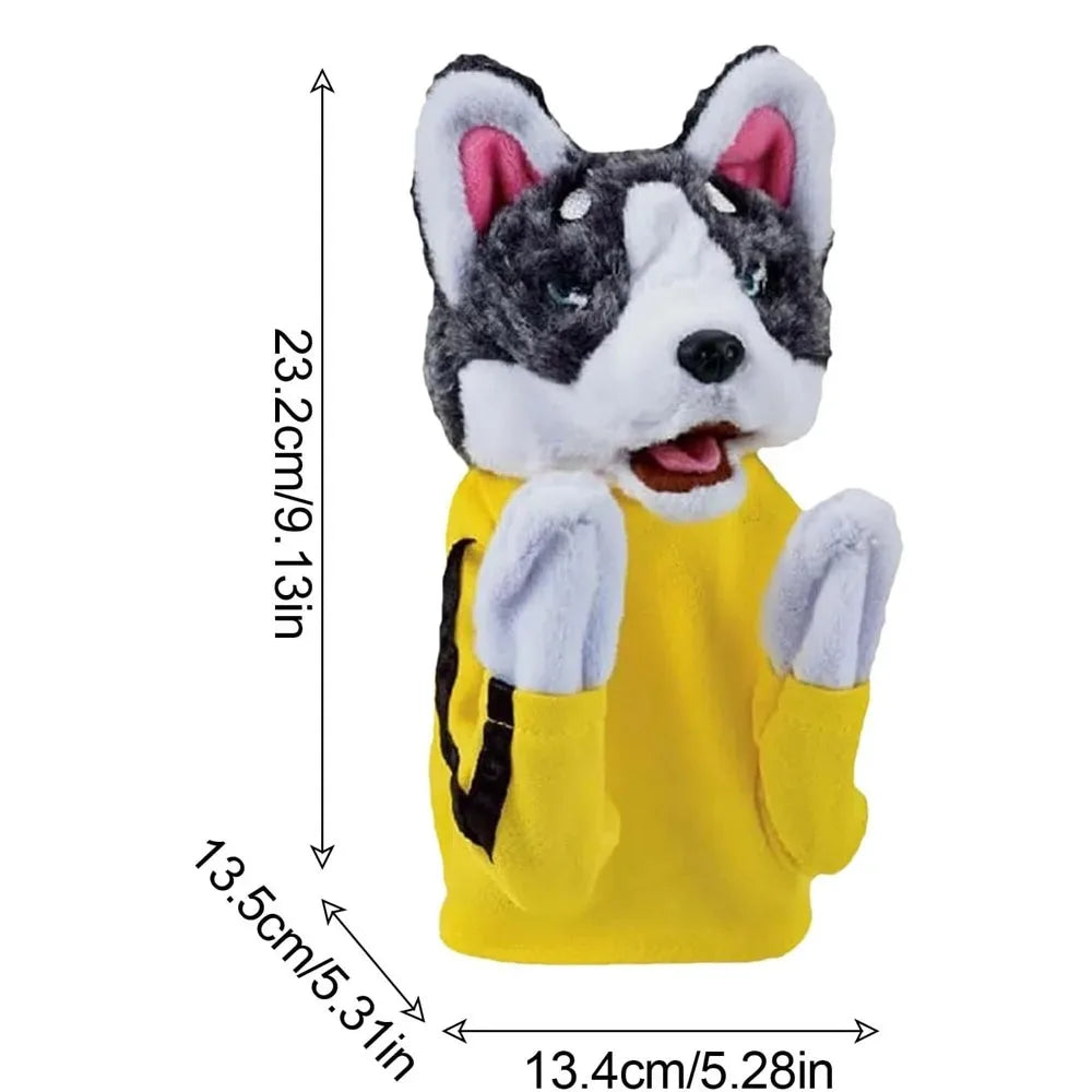 Kung Fu Husky Punching Puppet Gloves, Interactive Boxing Dog Toy for Kids, 1–2 Player Battle Game, Funny Plush Finger Puppet Toy for Party & Stress Relief