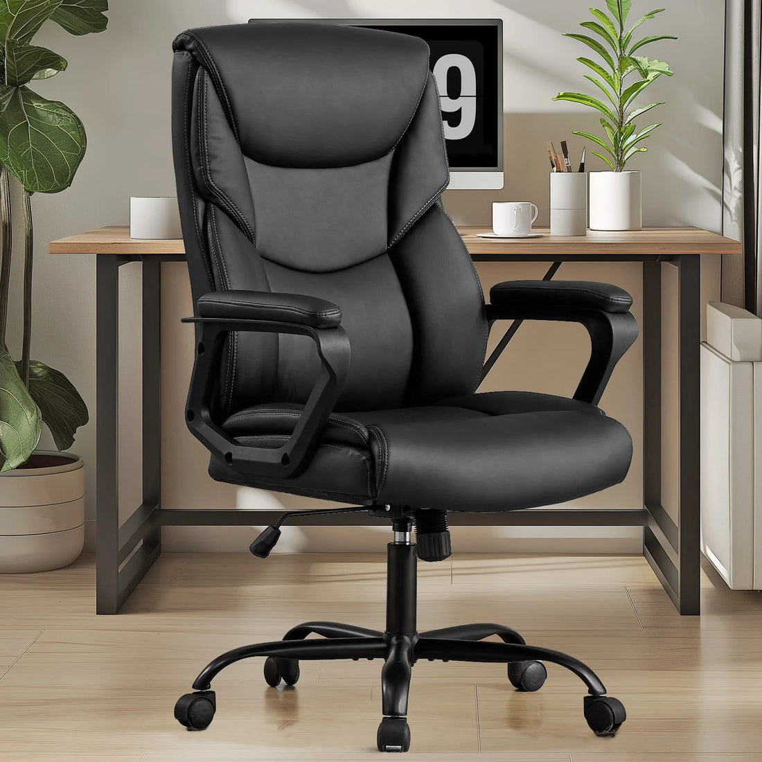 Ergonomic Brown PU Leather Swivel Gaming Chair