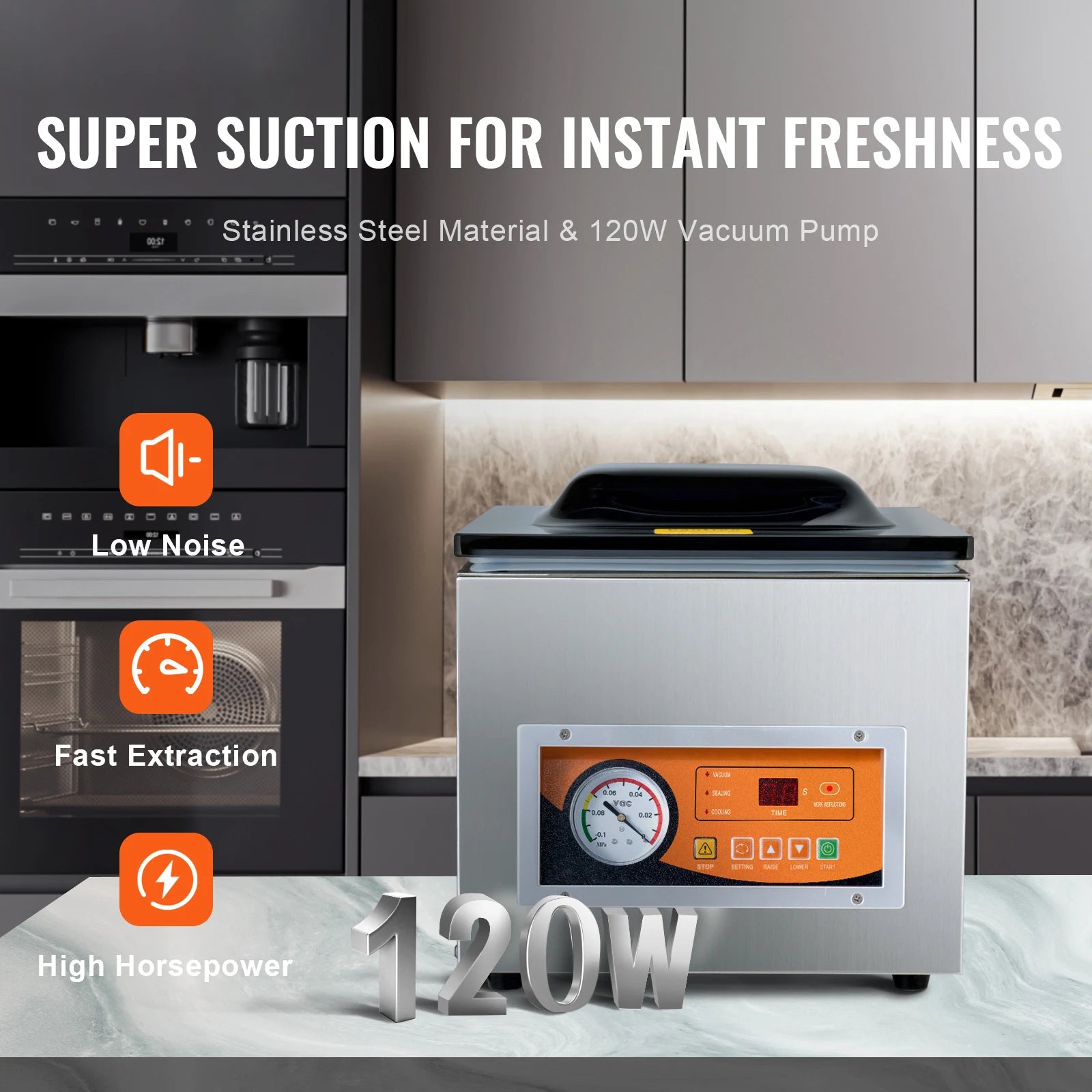 SucceBuy DZ-260S Vacuum Sealer 260W for Wet & Meat