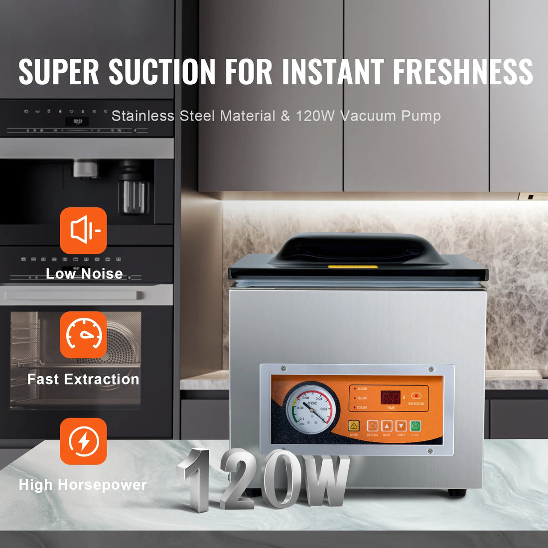 SucceBuy DZ-260S Vacuum Sealer 260W for Wet & Meat