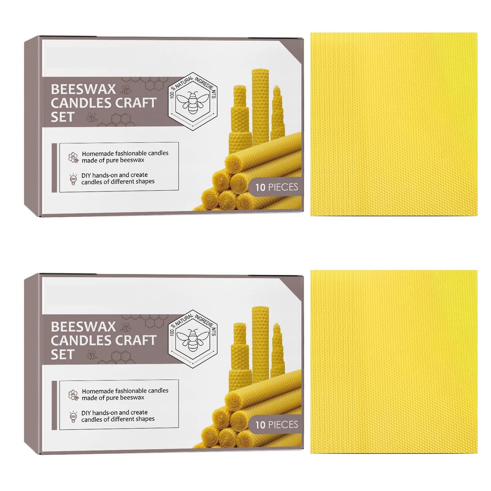 10pcs Natural Beeswax Candles – Handmade Luxury Wedding