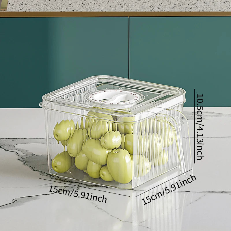 Stackable Freshness-Tracking Fridge Storage Box with Handle & Lid
