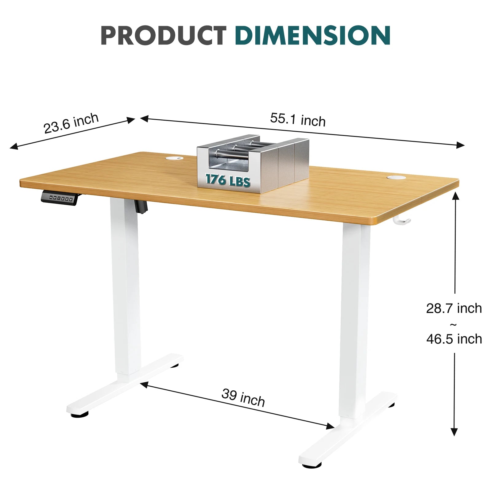 40-Inch Electric Standing Desk – Black