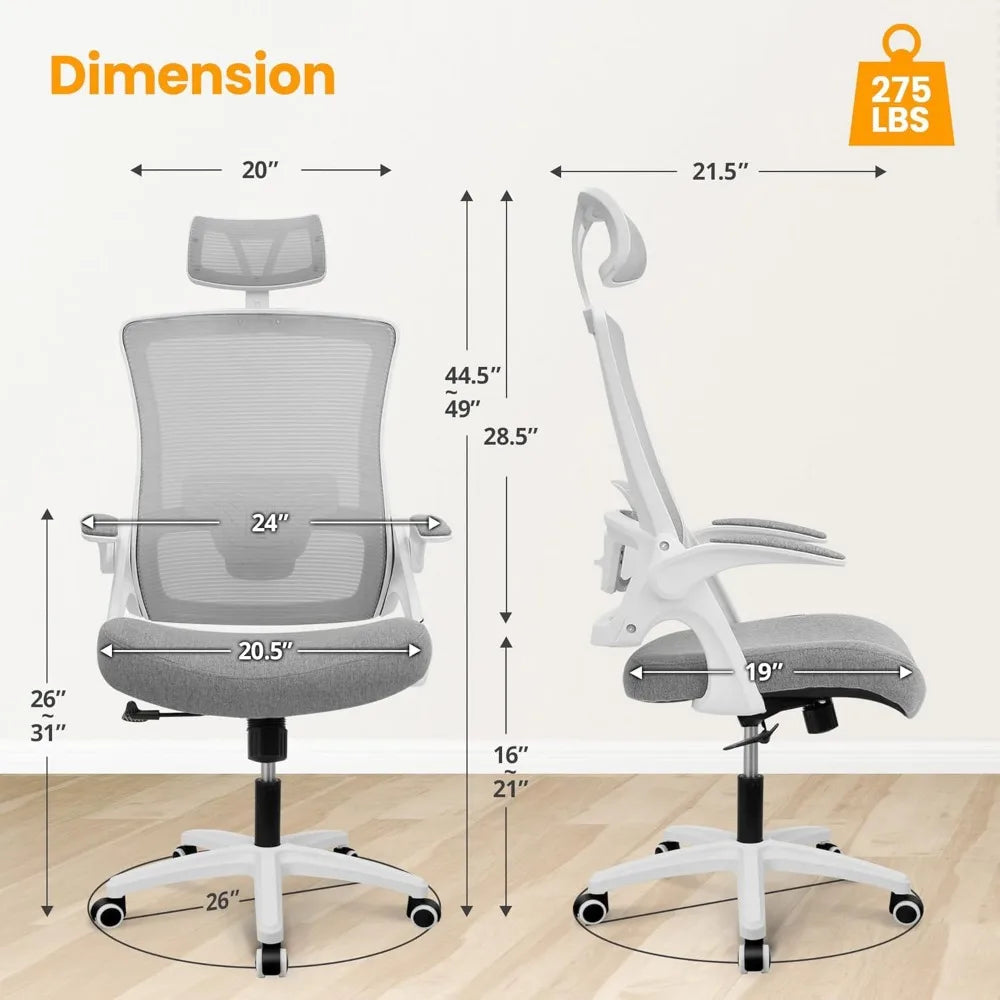 NEO CHAIR Ergonomic Adjustable Home Office Desk Chair High Back Computer Gaming Mesh Chair Comfy Task Adjustable Arms Lumbar