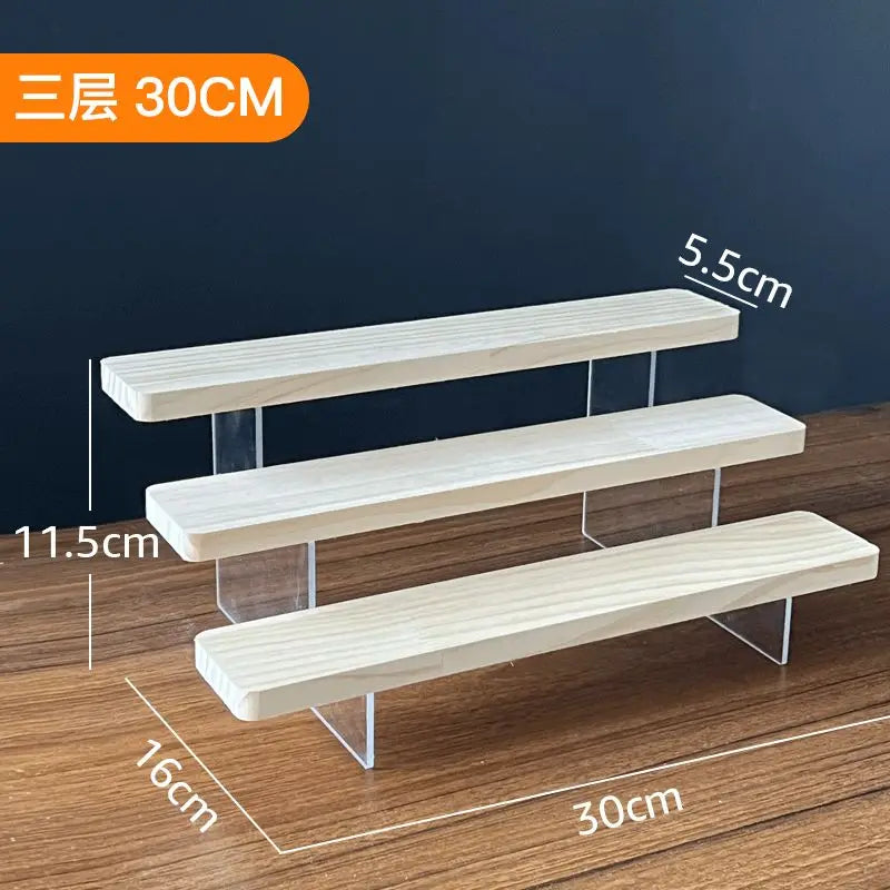2-5 Layer Sturdy Wooden Acrylic Storage Rack for Blind Box Toys, Perfume Display Stand, Desktop Storage Shelf for Cosmetics