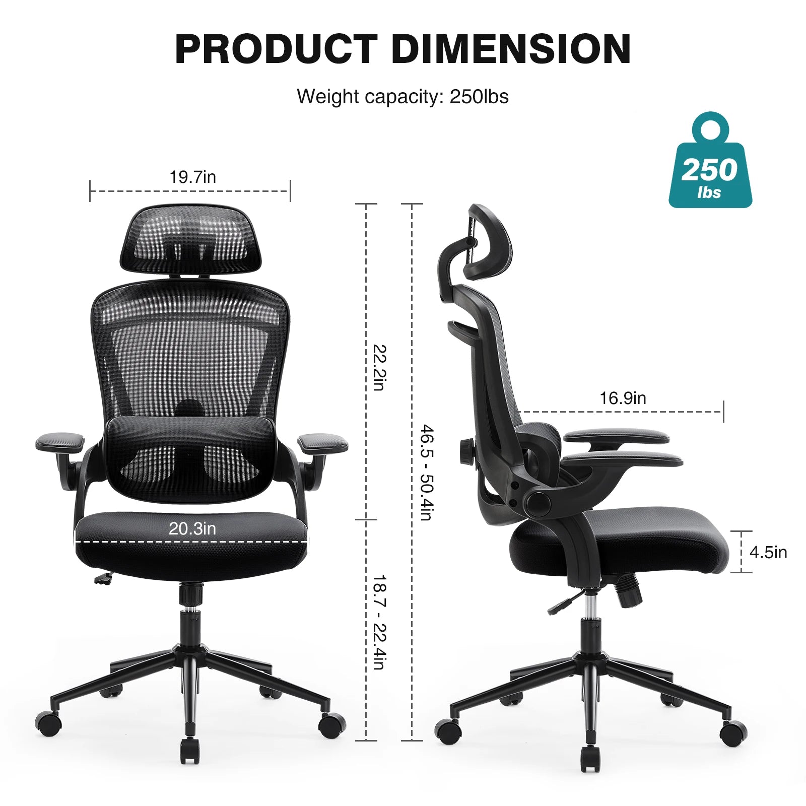 Ergonomic Mesh Office Chair with Flip-Up Arms