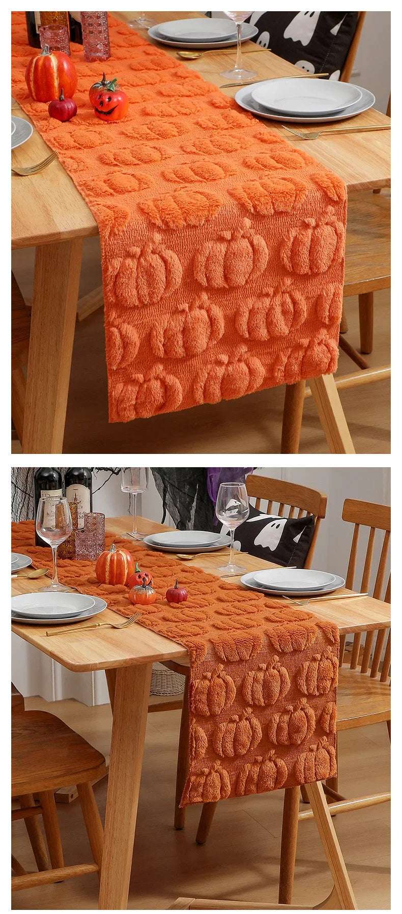 Halloween Table Runner ,Fall Pumpkin Ghost Decorations Party and Dining Decorations Fall Thanksgiving Dining Table Harvest Decor