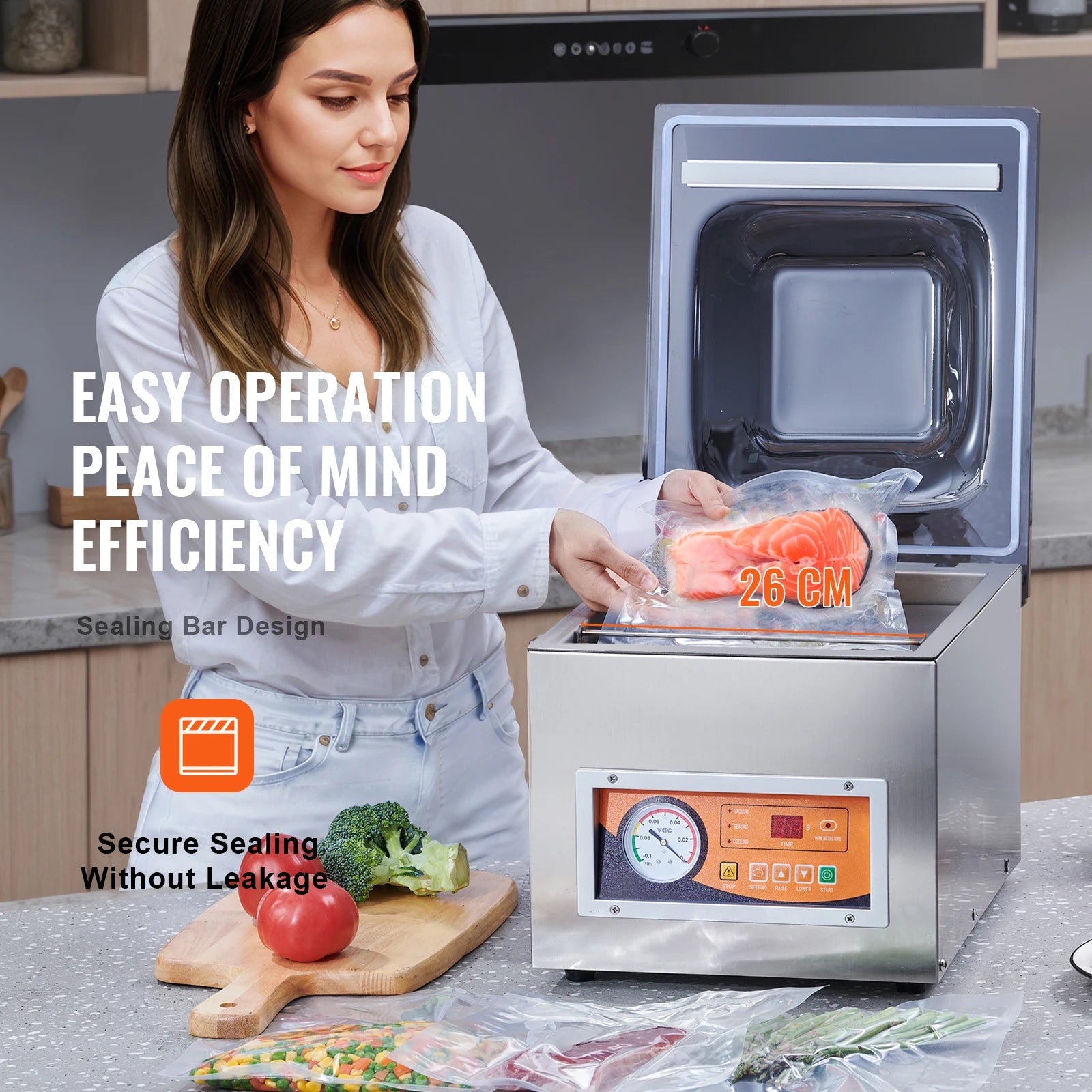 SucceBuy DZ-260S Vacuum Sealer 260W for Wet & Meat