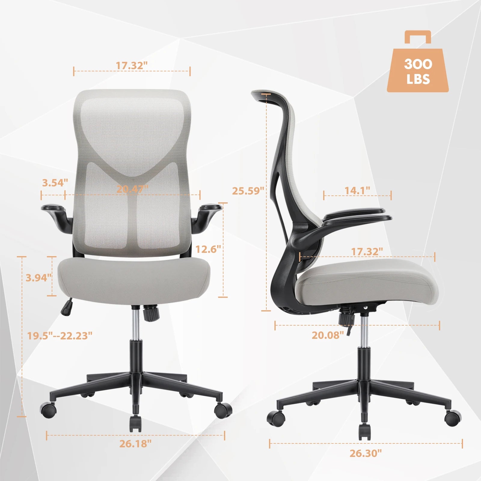 Ergonomic Mesh Office Chair with Flip-Up Arms