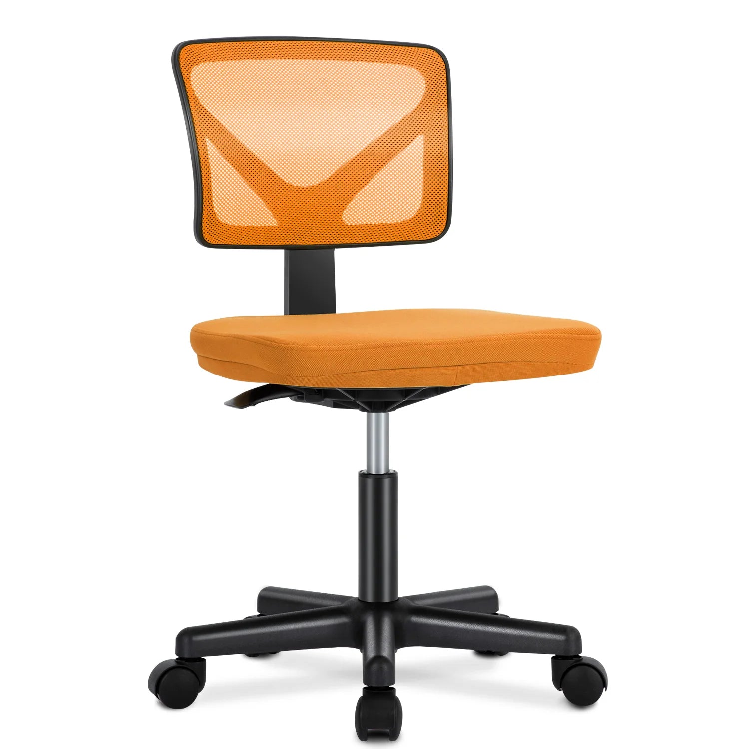 Armless Mesh Office Chair with Lumbar Support & Wheels