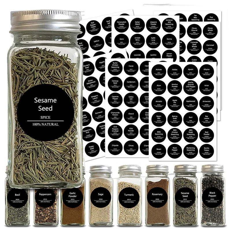 275Pcs Waterproof Preprinted Spice Jar Organizer Labels Set
