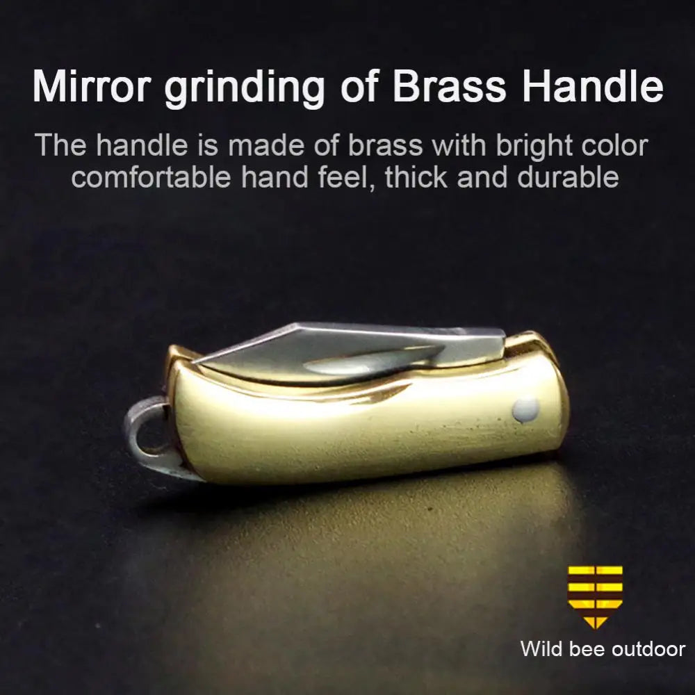Mini Brass Folding Knife Keychain - EDC Survival Cutter